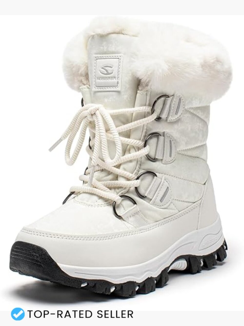 Womens Snow Boots Warm Faux Fur Lined Water Resistant Mid-Calf Lace Up Winter
